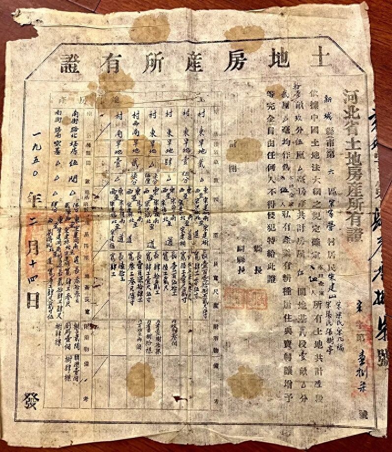 早年土地房产所有证